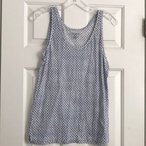 Loft White and Blue Pattern Tank XS